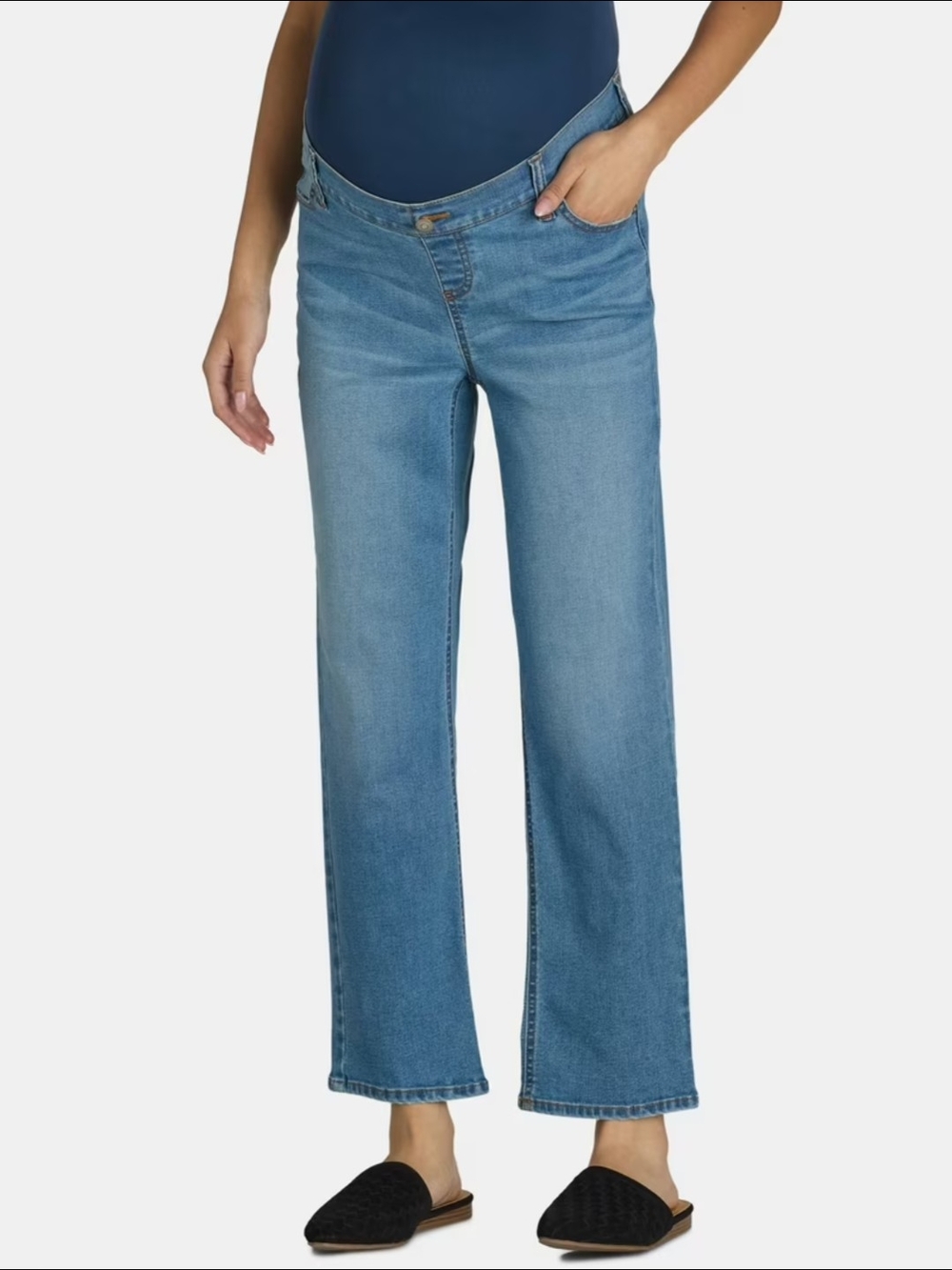 Maternity Full Panel Wide Leg Jeans - Light Blue